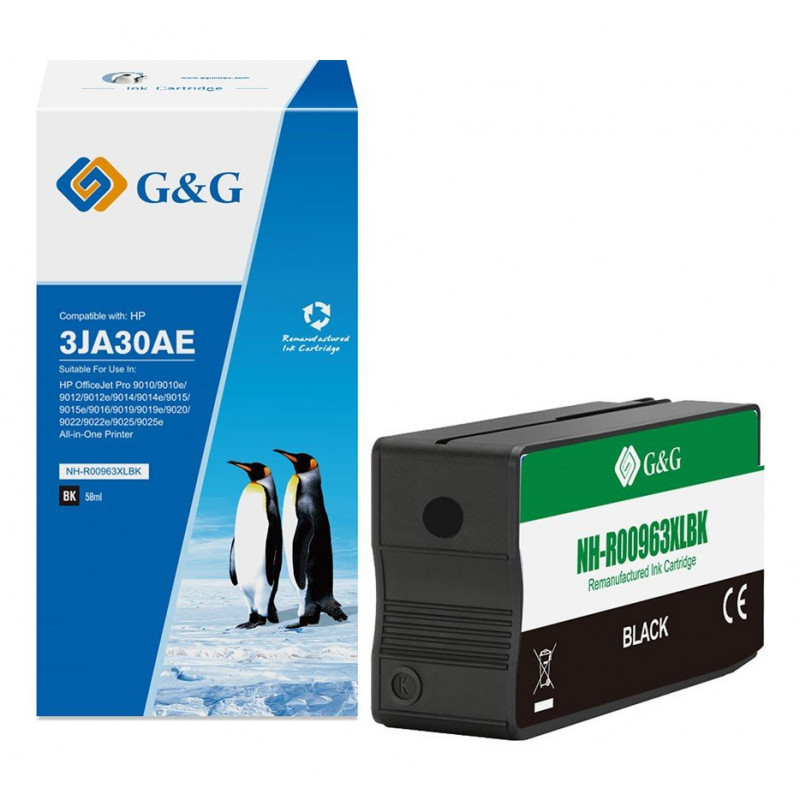 G&G kompatible Tintenpatrone für HP 963XL / 3JA30AE, XL schwarz (19399)