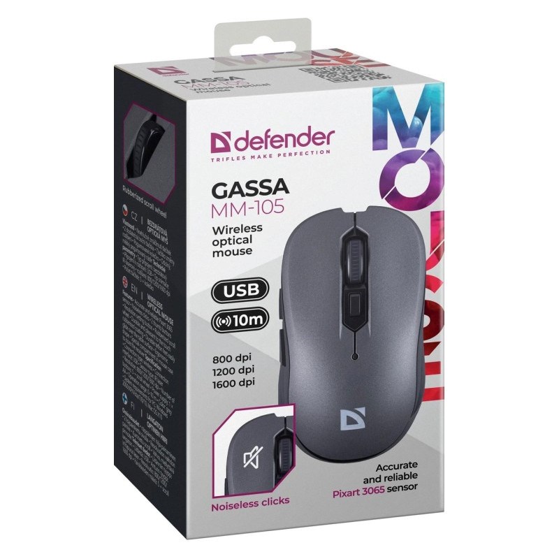 Defender Gassa MM-105 RF Silent Wireless-Maus, Grau