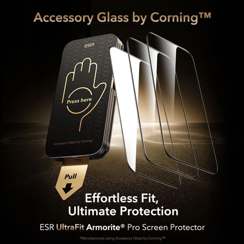 ESR UltraFit Armorite Pro gehärtetes Displayschutzglas aus Glas von Corning für Apple iPhone 17 Pro Max, ESR928