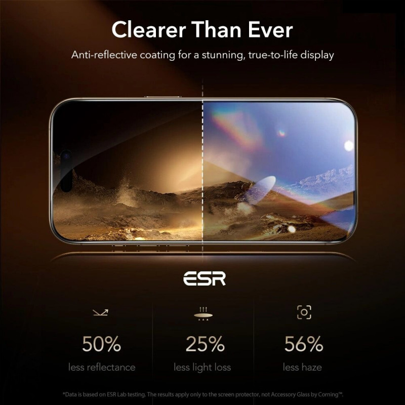 ESR UltraFit Armorite Pro gehärtetes Displayschutzglas aus Glas von Corning für Apple iPhone 17 Pro Max, ESR928