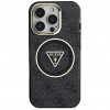 Guess GUHMP16LHG4PRTGK IML Metal Glitter 4G Circle Triangle MagSafe-Hülle für Apple iPhone 16 Pro, schwarz