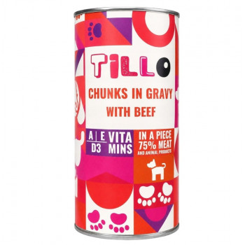 TILLO Chunks in gravy Beef Nassfutter für Hunde, 1250 g