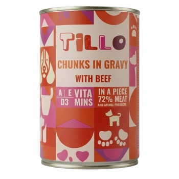 TILLO Stücke in Soße Rind Nassfutter für Hunde, 415 g