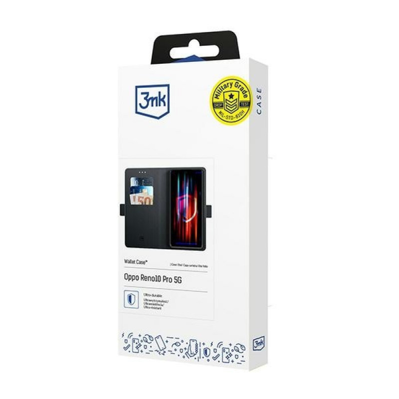 3MK Wallet Case Wallet-Hülle für Oppo Reno 10 Pro 5G, schwarz