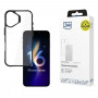 3mk Satin Armor Case+ für Apple iPhone 16 Plus, transparent mit schwarzem Rahmen