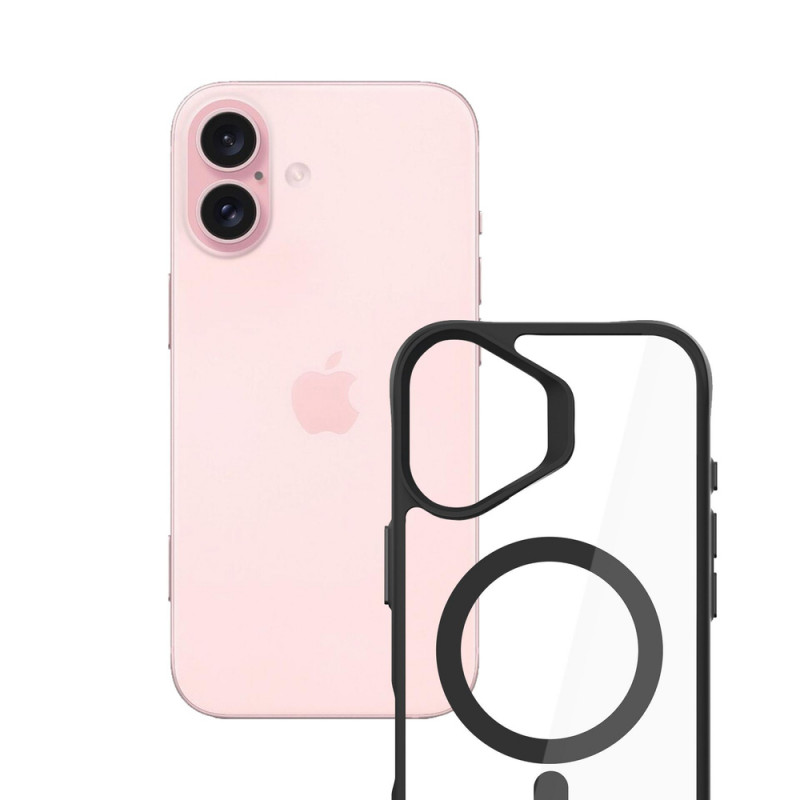 3mk Satin Armor MagCase mit MagSafe für Apple iPhone 16 Plus (W-3SAMaCa-AiP16Plu-0), transparent mit schwarzem Rahmen