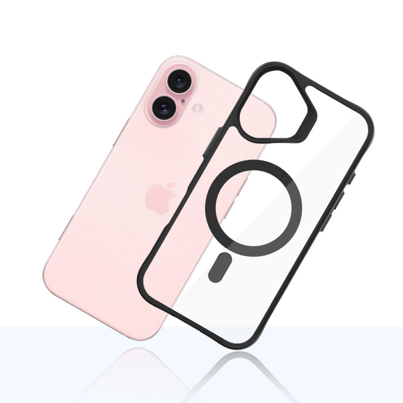 3mk Satin Armor MagCase mit MagSafe für Apple iPhone 16 (W-3SAMaCa-AiP16-0), transparent mit schwarzem Rahmen