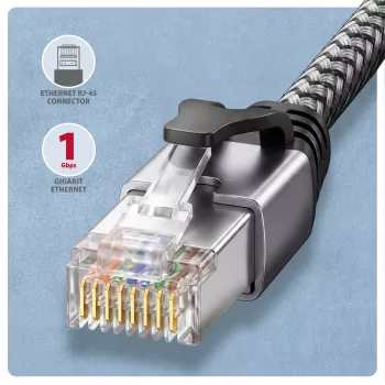 Goobay AXAGON ADE-AM30 USB-A Gigabit-Ethernet-Adapter mit integriertem 3 m CAT6-Kabel, RJ-45
