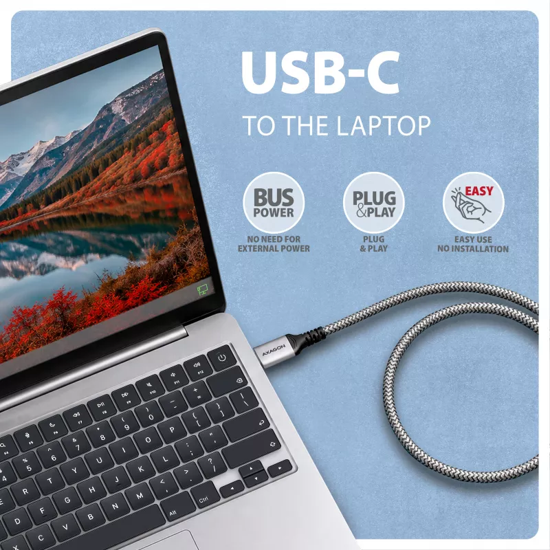 Goobay AXAGON ADE-CM15 USB-C Gigabit-Ethernet-Adapter mit integriertem 1,5 m CAT6-Kabel, RJ-45