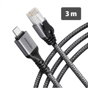 Goobay AXAGON ADE-CM30 USB-C Gigabit-Ethernet-Adapter mit integriertem 3 m CAT6-Kabel, RJ-45