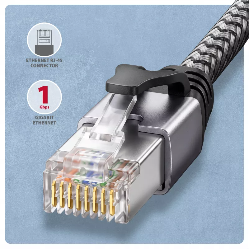 Goobay AXAGON ADE-AM15 USB-A-zu-Gigabit-Ethernet-Adapter mit integriertem 1,5 m CAT6-Kabel