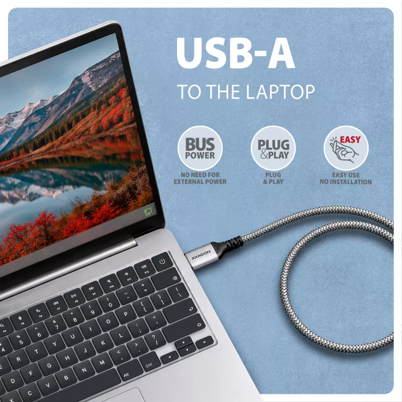 Goobay AXAGON ADE-AM15 USB-A-zu-Gigabit-Ethernet-Adapter mit integriertem 1,5 m CAT6-Kabel