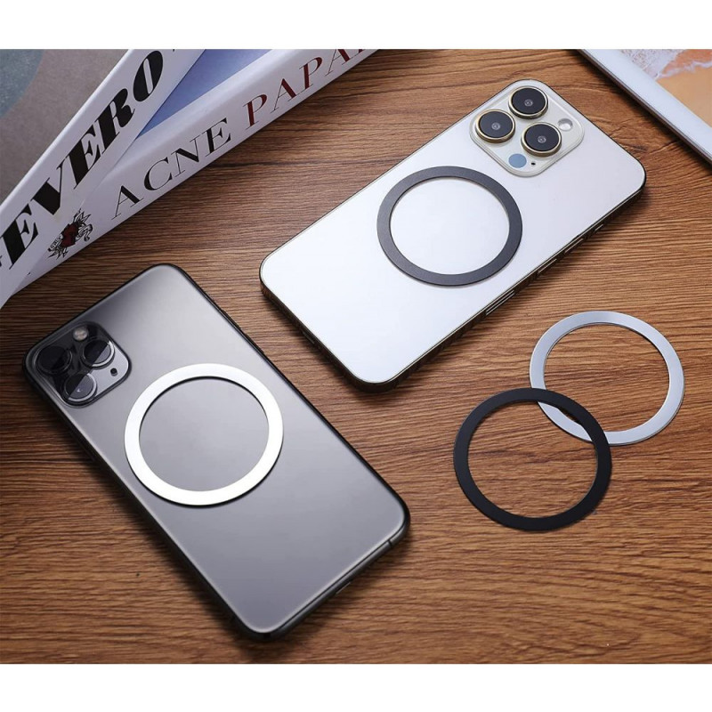 Tech-Protect MagMat MagSafe universeller Magnetring, schwarz & silber (2 Stk.)