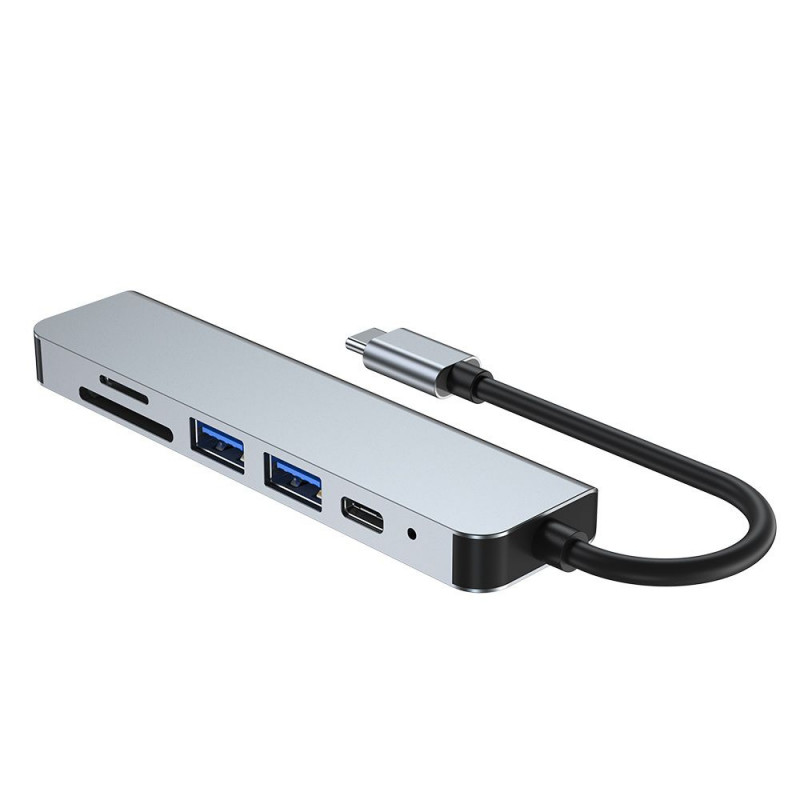 Tech-Protect V4 6-in-1 USB-C-Hub, grau
