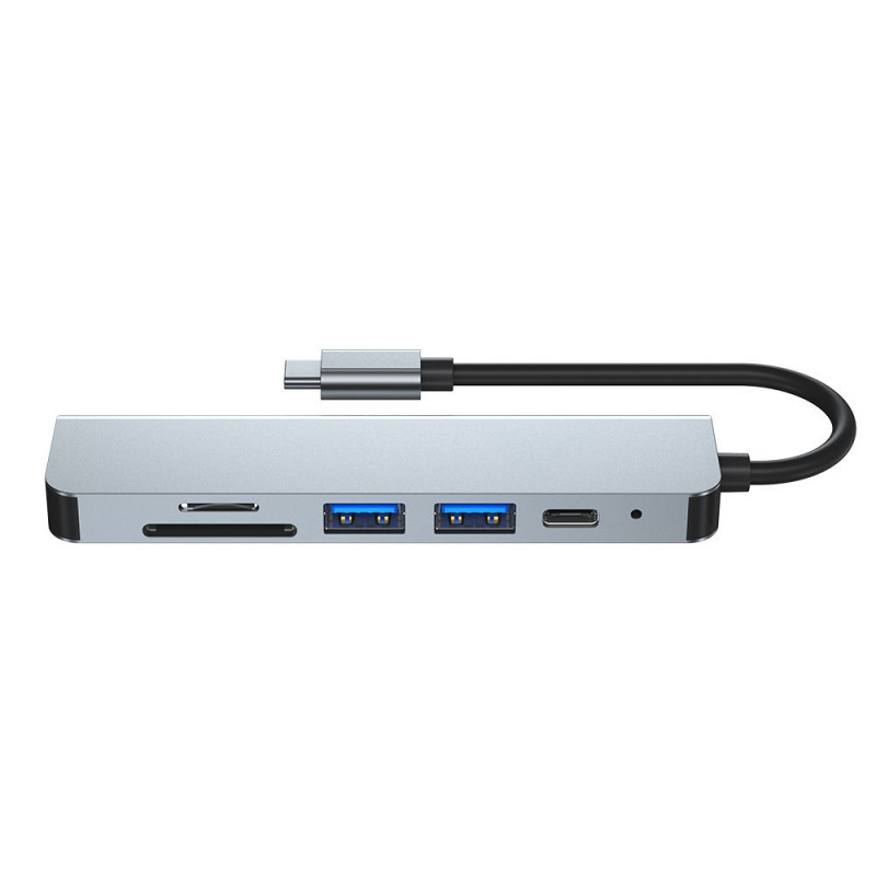 Tech-Protect V4 6-in-1 USB-C-Hub, grau