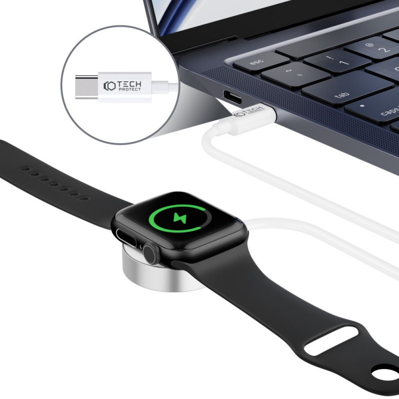 Tech-Protect UltraBoost Magnetladegerät für Apple Watch, USB-C, 120 cm, weiß