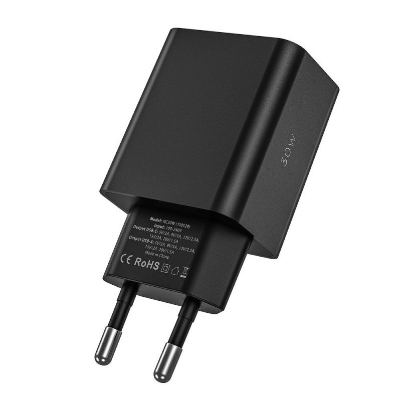 Tech-Protect NC30W 2-Port-Wandladegerät PD 30W QC 3.0, weiß