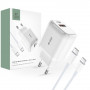Tech-Protect C20W 2-Port-Wandladegerät PD 20W QC 3.0 mit USB-C-Kabel, weiß
