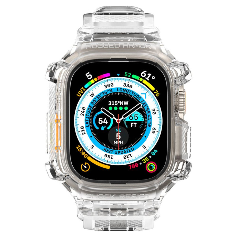 Spigen Rugged Armor Pro Armband-Hülle für Apple Watch Ultra 49 mm, Crystal Clear