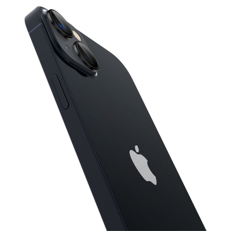 Spigen Optik.tR EZ Fit Kameraobjektivschutz für Apple iPhone 14 / 14 Plus / 15 / 15 Plus, Schwarz (2 Stk.)