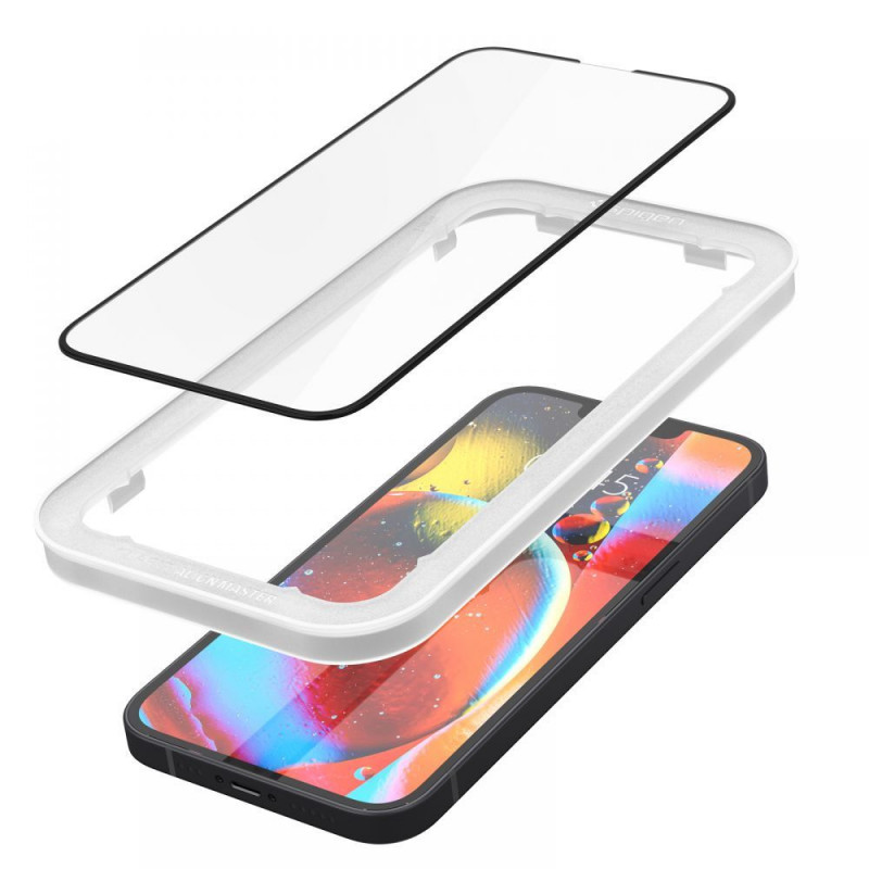 Spigen ALM Glass FC Panzerglas für Apple iPhone 13 / 13 Pro / 14, Schwarz