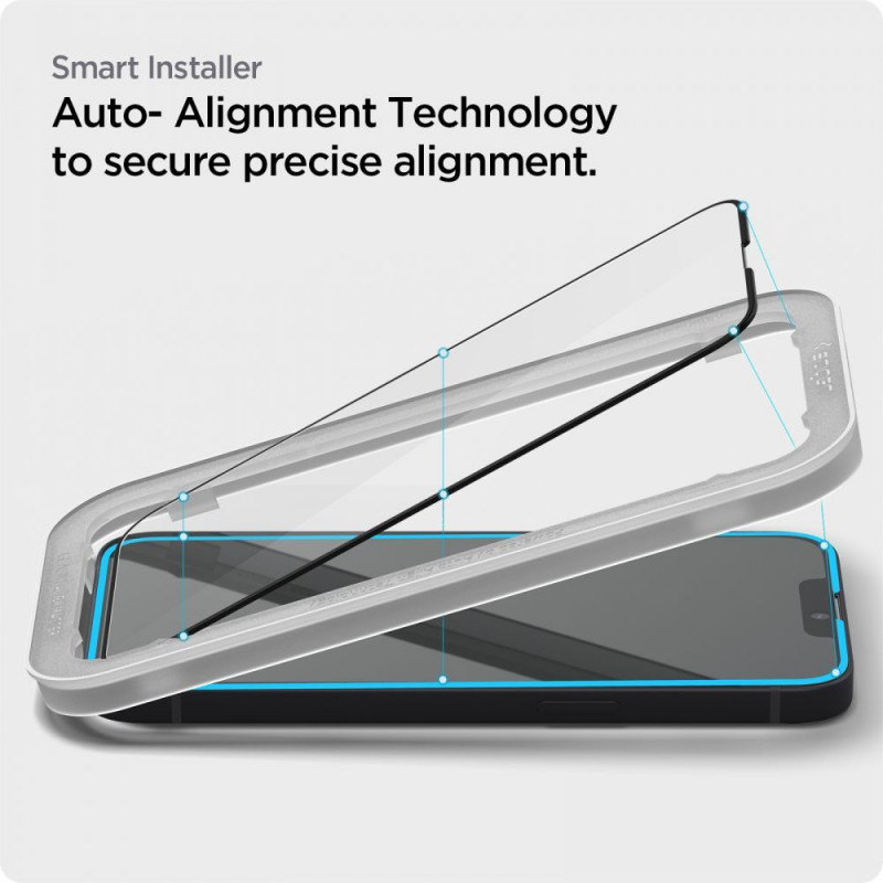 Spigen ALM Glass FC Panzerglas für Apple iPhone 13 / 13 Pro / 14, Schwarz