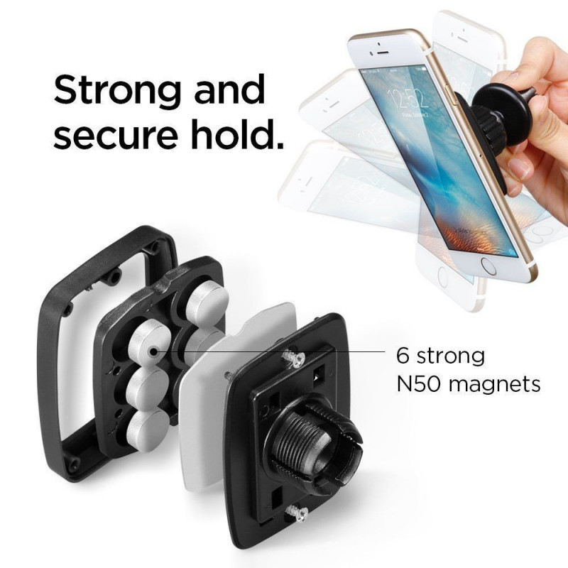 Spigen H12 magnetischer Auto-Lüftungsdüsen-Handyhalter 000CD20115, schwarz