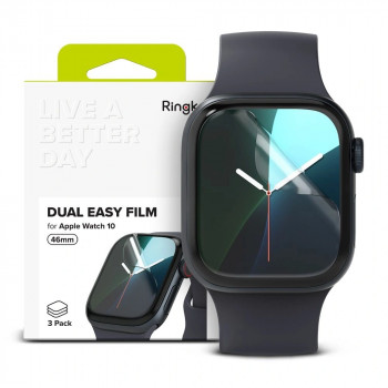 Ringke Dual Easy Displayschutzfolie für Apple Watch 10 / 11 46 mm, Clear (3 Stk.)