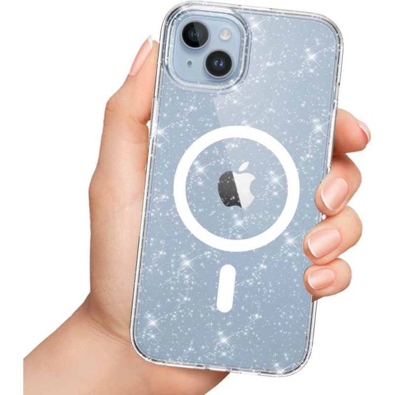 Tech-Protect FlexAir Hybrid MagSafe Hülle für Apple iPhone 15, Glitter Clear
