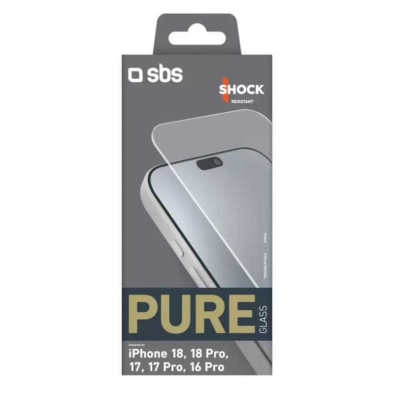 sbs mobile SBS Pure Glass Panzerglas für iPhone 18 / 18 Pro / 17 / 17 Pro / 16 Pro (1 Stk.)