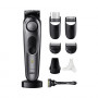 Braun BeardTrimmer 7 BT7420 Barttrimmer mit Barber Tools, waschbar, wiederaufladbar, grau