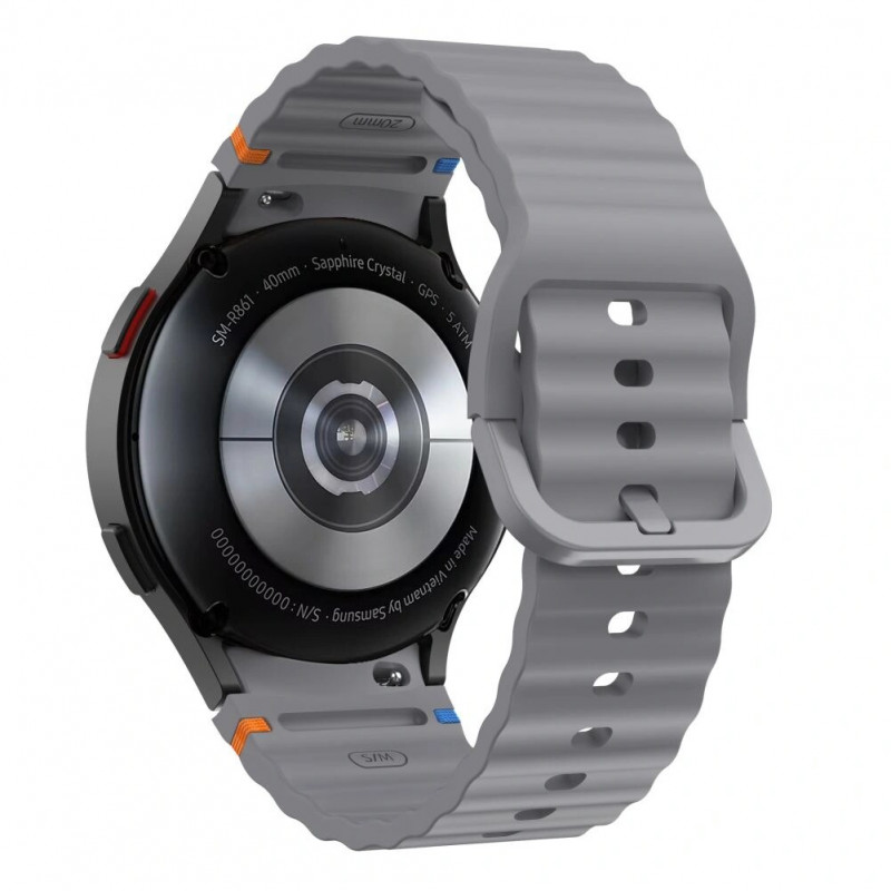 Tech-Protect Silikon-Sportarmband für Samsung Galaxy Watch 4/5/5 Pro/6/7/FE, Crayon Grey