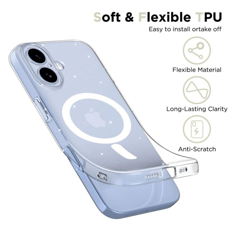 Tech-Protect FlexAir MagSafe Hülle für Apple iPhone 17, clear glitter