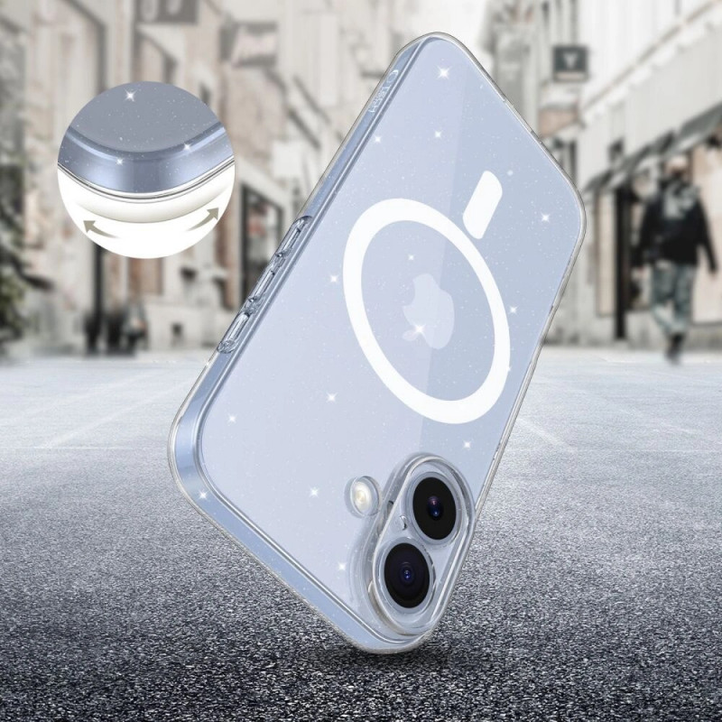 Tech-Protect FlexAir MagSafe Hülle für Apple iPhone 17, clear glitter