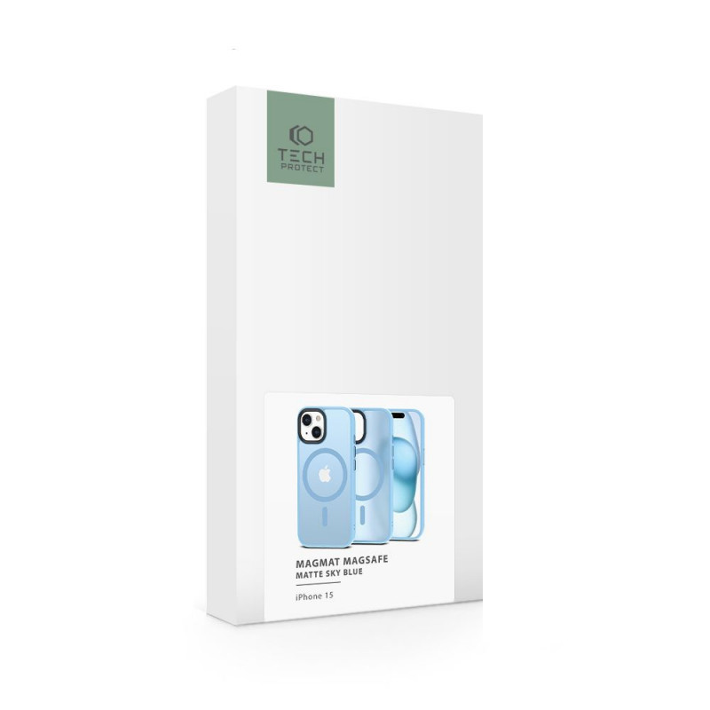 Tech-Protect MagMat MagSafe Hülle für Apple iPhone 15, Matte Sky Blue