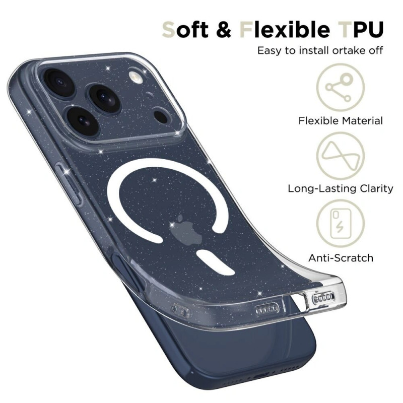 Tech-Protect FlexAir MagSafe Hülle für Apple iPhone 17 Pro Max, transparent glitzernd