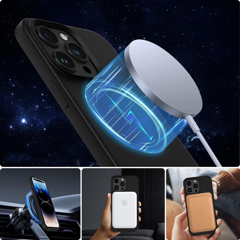 Tech-Protect Silikon-MagSafe-Hülle für Apple iPhone 13 / 14, schwarz (THP2235)