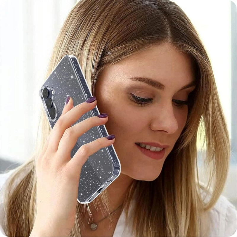 Tech-Protect FlexAir Hülle für Samsung Galaxy S25, clear glitter