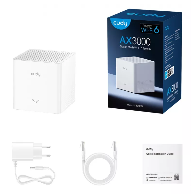 CUDY M3000S AX3000 Wi-Fi-6-Mesh-System, 1-Pack