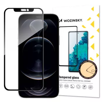 Wozinsky Super Tough Full Glue Panzerglas mit Case Friendly Rahmen für iPhone 14 Plus / 13 Pro Max, Schwarz