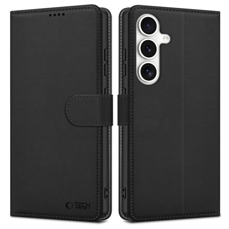 Tech-Protect Wallet-Hülle für Samsung Galaxy S25, schwarz