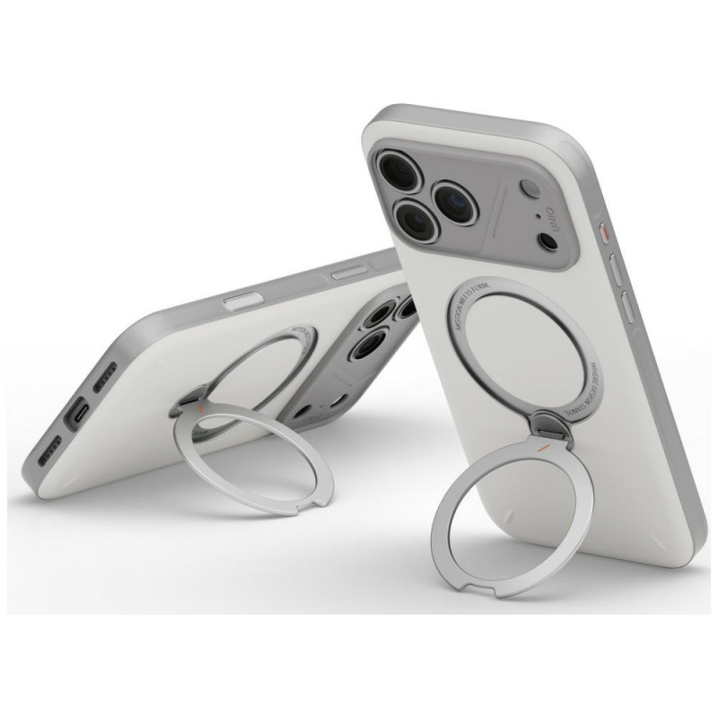 UNIQ Elix Hülle für Apple iPhone 18 Pro Max / 17 Pro Max, 360° drehbarer Kickstand, hellgrau