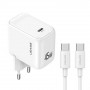 USAMS CC339 T76 45W GaN USB-C Wandladegerät mit SJ711 USB-C-auf-USB-C-Kabel (1 m), weiß