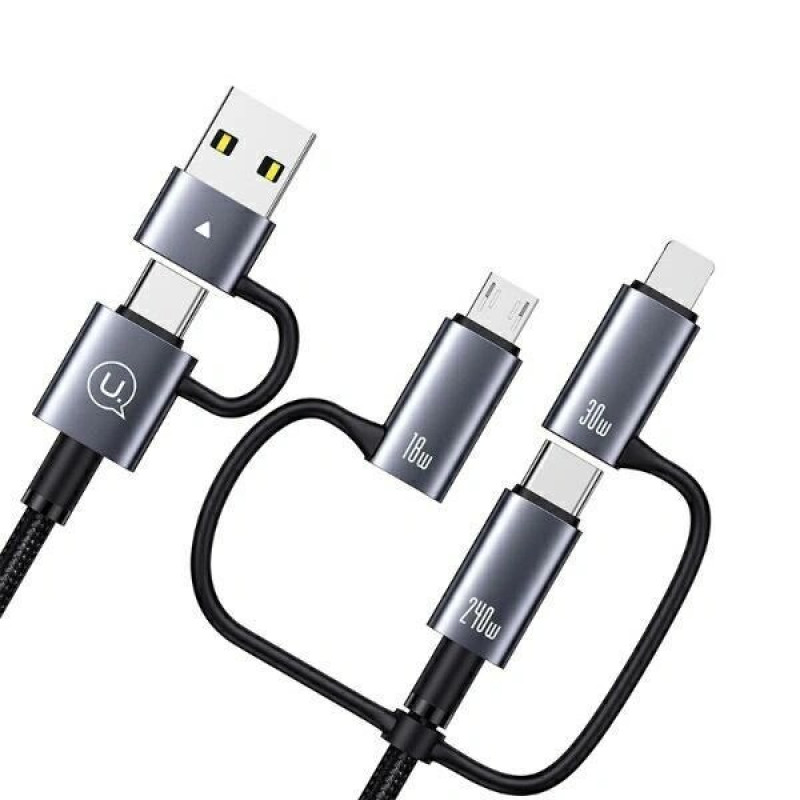 USAMS Sufeng Series SJ737 6-in-1 Lade- und Datenkabel, 240W, Digitalanzeige, Aluminiumlegierung, 1,2 m
