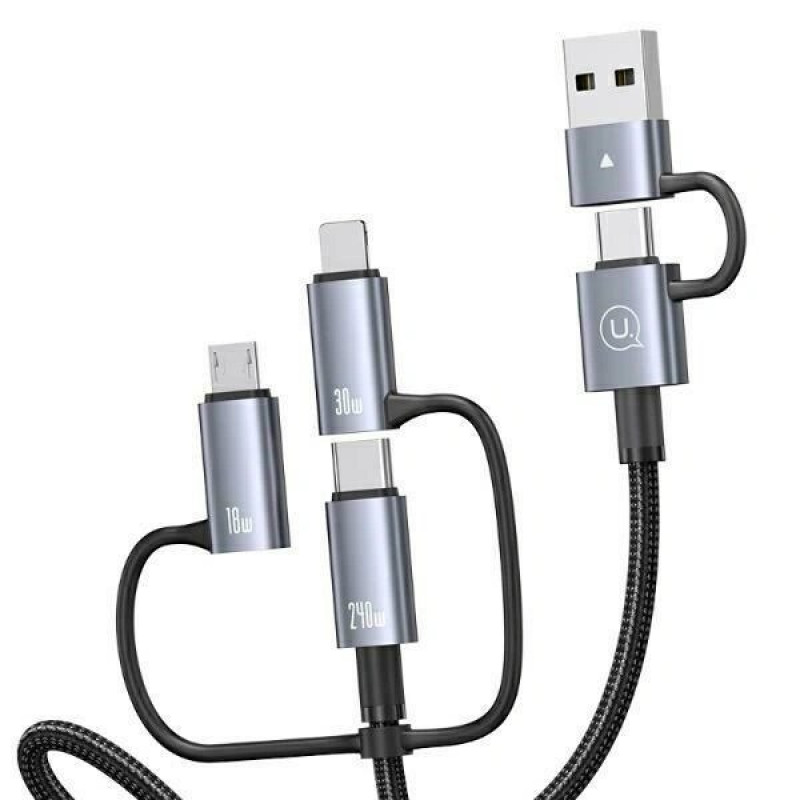 USAMS Sufeng Series SJ737 6-in-1 Lade- und Datenkabel, 240W, Digitalanzeige, Aluminiumlegierung, 1,2 m