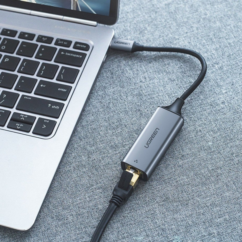 Ugreen CM199 USB-C-auf-RJ45-Gigabit-Ethernet-Netzwerkadapter, 1000 Mbps, grau