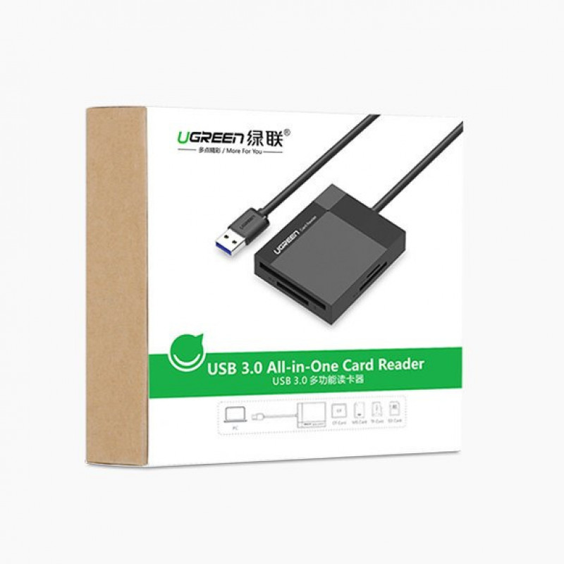 Ugreen CR125 USB 3.0 Kartenleser, SD / microSD / CF / MS, schwarz