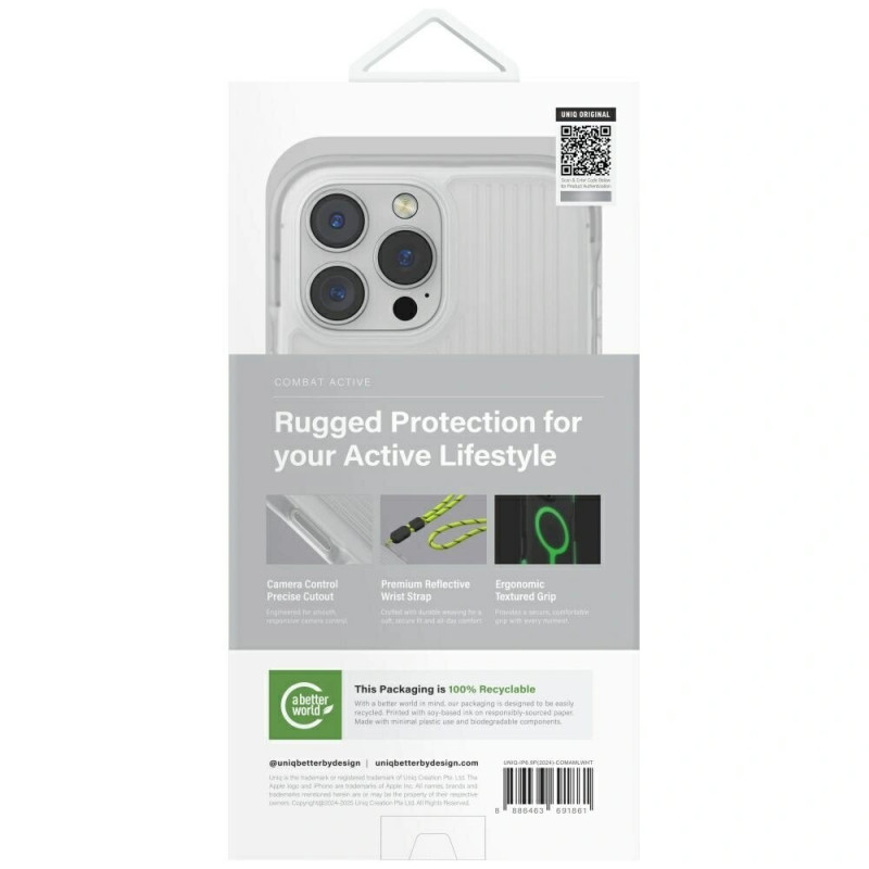 UNIQ Combat Active Hülle für Apple iPhone 16 Pro Max, Magclick Charging, lume white