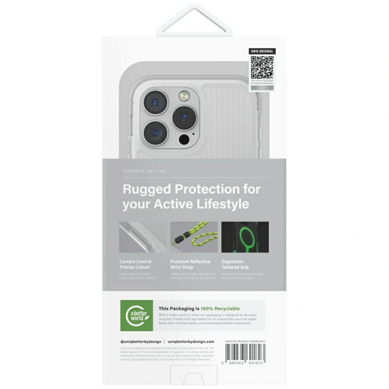 UNIQ Combat Active Hülle für Apple iPhone 16 Pro, Magclick Charging, lume white