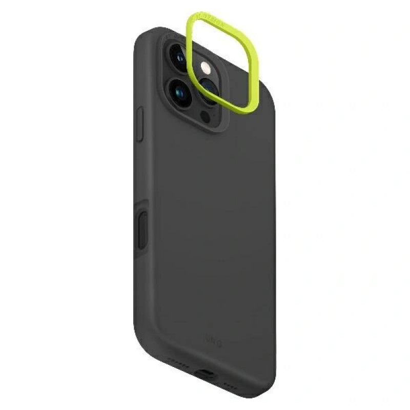 UNIQ Lino Hue Hülle für Apple iPhone 16 Pro, Magclick Charging, charcoal grey
